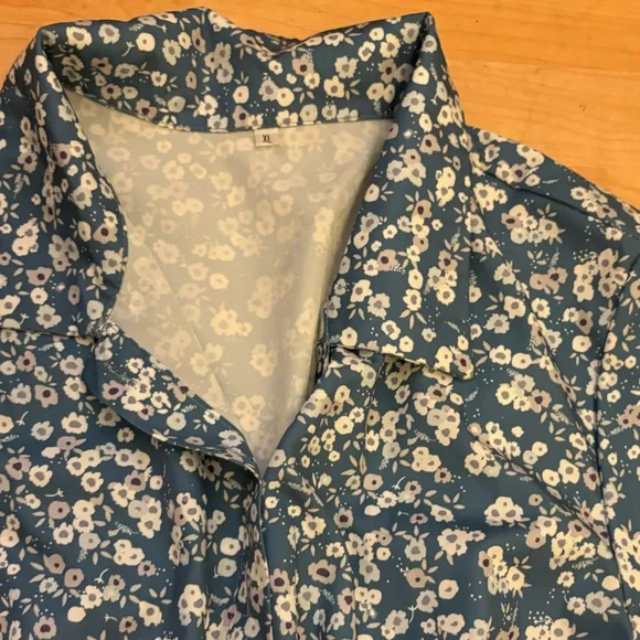 PETALLUSH blue Floral Midi Pleated Dress Size XL women With Belt Casual N20 - Picture 3 of 3